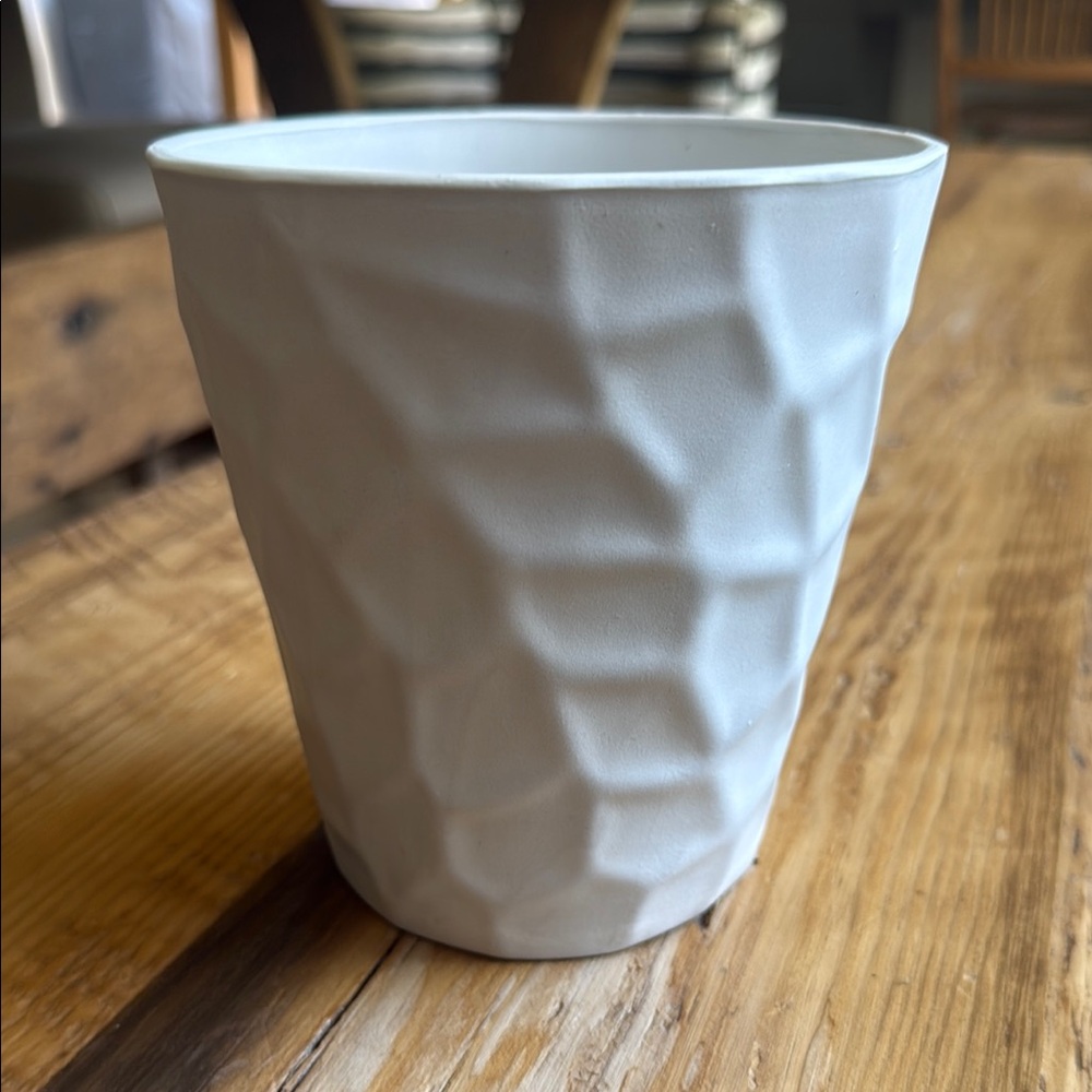 Textured Matte White Ceramic Planter or Vase